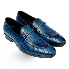 Lamonchie Ferano - Perforated Leather Loafer - Blue