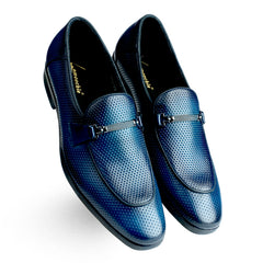 Lamonchie Ferano - Perforated Leather Loafer - Blue
