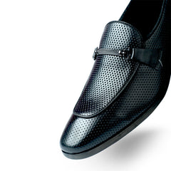 Lamonchie Ferano - Perforated Leather Loafer - Black