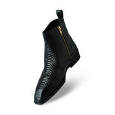 Lamonchie Croxvento - Croc-Textured Leather Boots - Black
