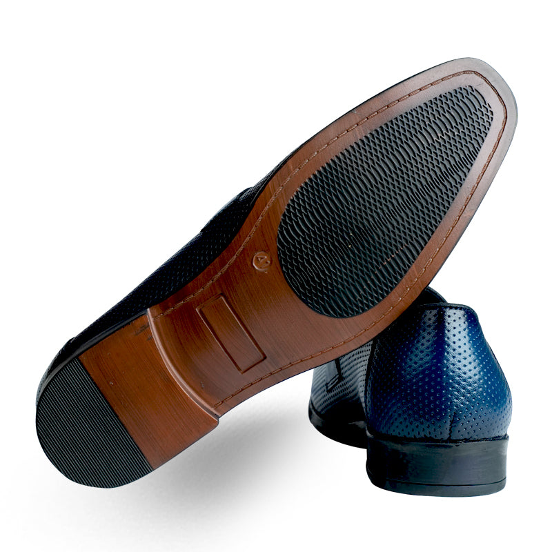 Lamonchie Ferano - Perforated Leather Loafer - Blue