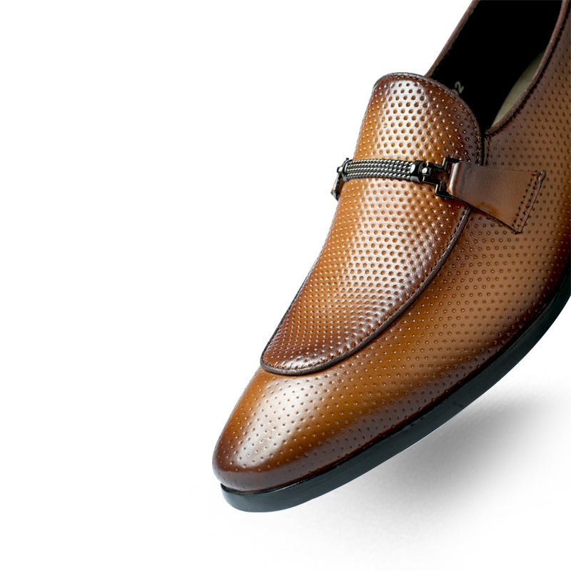 Lamonchie Ferano - Perforated Leather Loafer - Tan